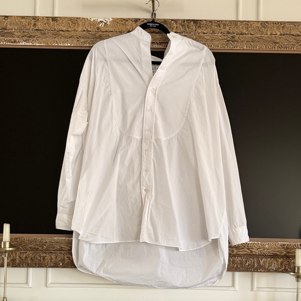 Frank & Eileen White Cotton Oversized Button-Down L EUC